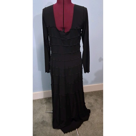 Linda Lundstrom Witchy Lettuce Tiered Long Sleeve Square Neck Maxi‎ Dress Sz 14 - Picture 13 of 15